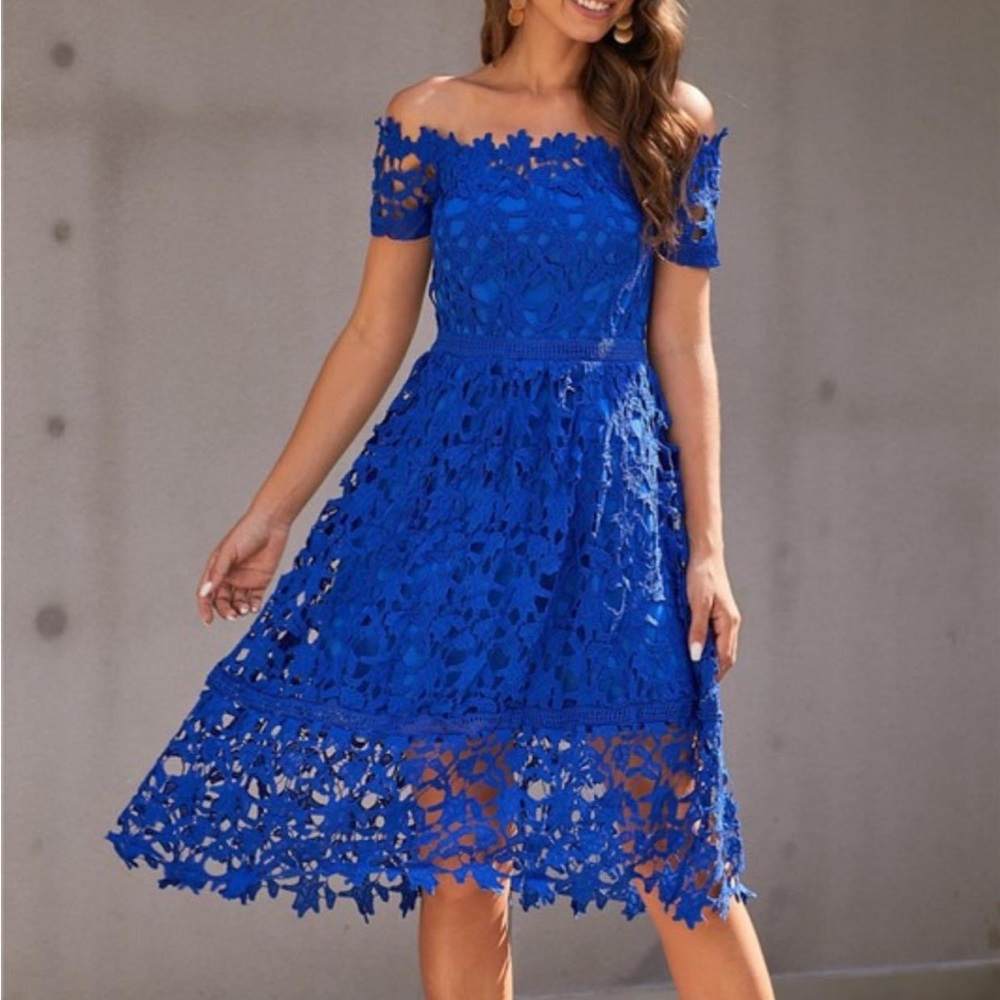 Nwot Cobalt off shoulder midi dress